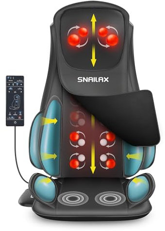 Snailax Shiatsu Back Neck Massager with Heat, Full Body Massage Chair with Deep Tissue Kneading, Vibration, Compression, Home Office Use, Gifts for Men Women