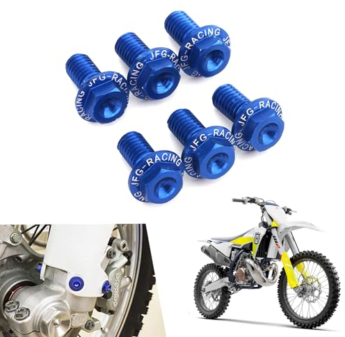 JFG RACING 6PCS Bulloni Protezione Forcella Anteriore Moto per TC50/65/85/125/250 TE125-300/250i/300i TX125/300 FC250-450 FC250-450 FE250-501 FX350/450 FS450 Enduro 701 Blu