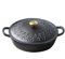 Mswborml Redonda Cazuela de Hierro Fundido con Tapa Cacerola Cocotte con Tapa y Asas de 3,3 L Apta para Horno e Induccion Olla Holandesa Redonda Dutch Oven de 28 cm, Fácil de Limpiar, Negra