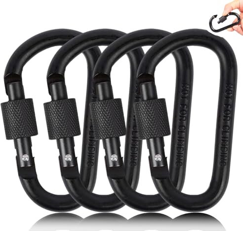 5PCS Aluminum Alloy Carabiner, Heavy Duty Lightweight D Ring Clip Hook, Locking Carabiner D Shape Keychain Camping Accessories for Outdoor, Fishing, Hiking, Traveling, Fishing, Backpack