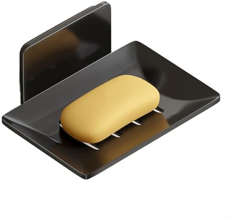 Porte-savon en alliage d'aluminium, double drainage, support mural pour éponge (noir)