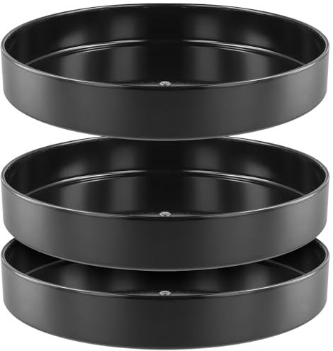 FAAING 3 Platos Giratorios Organizadores de Especias de 30 cm para Cocina, Metal, Color Negro, Lazy Susan, Estantes Giratorios de Metal para Especias, Cocina y Baño