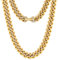 KRKC&CO 12mm Herren Panzerkette mit Iced Out Verschluss, 18K Gold plattiert Cuban Link Chain, Edelstahl Miami Kubanische Gliederkette Goldkette, Hip Hop Kette für Männer Jungen [Größe 45,7cm]