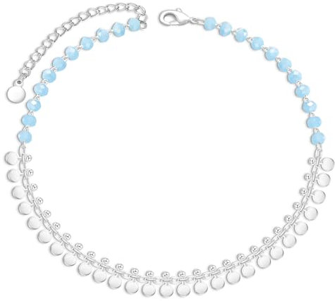 Fußkettchen für Damen,Quasten Fussketten für Frauen Türkis,Surfen Fußkette Perlen Sterling Silber 925,Fusskettchen Wasserfest,Armband Türkis,Handmade Boho Kleidung Schmuck Style Festival Outfit