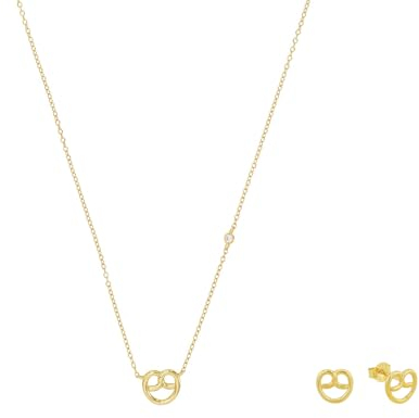 Amor Set 925 Sterling Silber Damen Multisets, mit Zirkonia synth., 40+5 cm, Brezel, Kommt in Schmuck Geschenk Box, 2039238