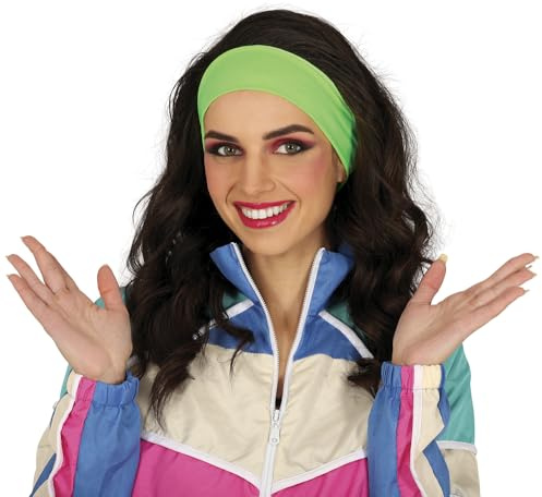 FIESTAS GUIRCA | Neon Grün Stirnband (Einheitsgröße) - Retro Zubehör für 80er Jahre Kostüme, Sportpartys und Karneval - Ideal für Erwachsene Unisex - Grün