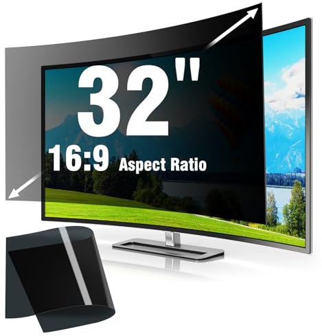 32 Inch Computer Privacy Screen Filter for 16:9 Aspect Ratio Widescreen Monitor Removable Computer Monitor Privacy Shield - Eye Protection Anti Glare Blue Light Filter , 32 inch Monitor Protector Film