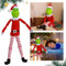 AENEY Grünes Monster Figur, Elf Plüsch Spielzeug Weihnachten Puppe Deko Cartoon Plüschtier Grün Weiche Kuscheltiere Geschenk für Weihnachten (Gestreifte)