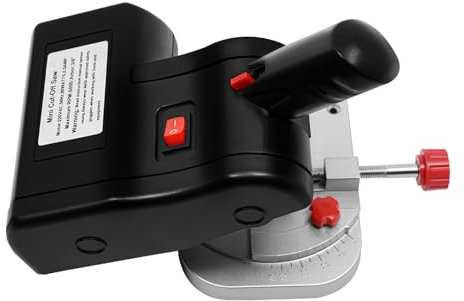 MASHANGFU Mini troncatrice, 220 V, 50 Hz, sega circolare da tavolo, in acciaio, 90 W, con attrezzo di serraggio per legno, zinco, alluminio, regolabile da 0 a 45°