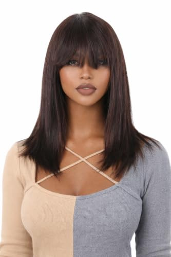 ManeMajesty Premium Bob Perücke mit Pony 46 cm Naturfarbe 100% Echthaar