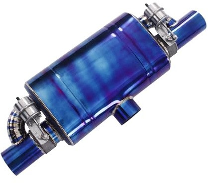 Valved Muffler, Titanium Muffler with Vacuum Valve T Style Silencer Center In Dual Out Normally Closed (muffler only, 2.75 inlet/outlet)