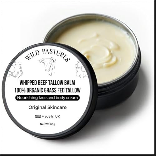 Wild Pastures Organic Beef Tallow Moisturiser - 100% Grass-Fed & Chemical-Free - Hydrating & Gentle - Made In UK - 60g