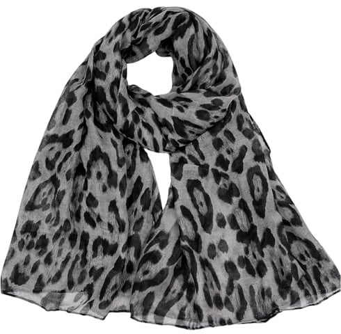 GWAWG Schal Leopardenmuster Damen, Leichter, Rechteckiger Schal aus Chiffon-Seide, Weiches Modeaccessoire