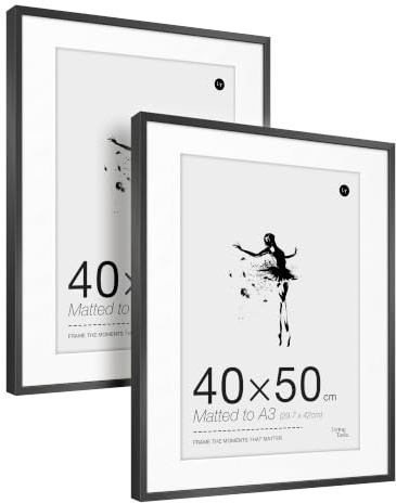 LIVINGTASTE 2 Stück Bilderrahmen 40x50 cm- Aluminium Schwarz Rahmen
