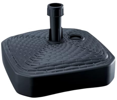 pokm toolsmarket - Anthrazit Sonnenschirmständer – Schirmständer in Rattan Optik 39×39 cm, befüllbar mit Wasser & Sand, für 24–30 mm Schirmstangen, Balkon, Terrasse & Garten
