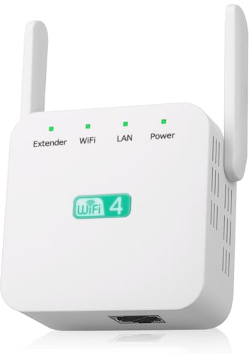 Newest WiFi Extender, UK Plug-In WiFi Booster Range Extender 300M Network Repeater With Dual Antennas Wireless Signal Amplifier Network Enhancer Wireless Internet Booster Quick Setup for Home Office