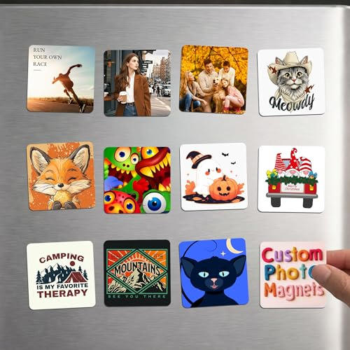 Custom Magnets in Bulk,Pack 20-300 Personalised Photo Magnets with Your Picture/Logo/Text,Soft Fridge Magnets for Oven,Locker,Office,Promotion,Event,Branding,Souvenier,Business Logo (Square)