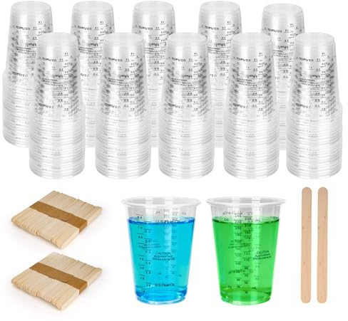 WENLISELL 100 PCS 240ml Plastic Measuring Cups with Scale