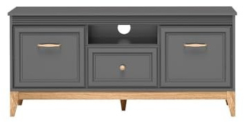 Masseno TV-Schrank SUOLO 135,5 cm Fernsehschrank mit 1 Schubladen und 2 Türen TV-Lowboard für Wohnzimmer Modern 135,5x40,5x61,5 cm Grau
