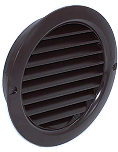 Kair Brown Circular Vent 128mm Dimension Wall Grille with Fly Screen and 100mm - 4 inch Round Rear Spigot