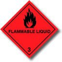 Vinyl-Aufkleber, ADR-/UN-konform, rautenförmig, 100 x 100 mm, Aufschrift Flammable Liquid 3, 5 Stück