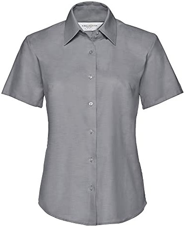 Russell Collection Ladies/Womens Short Sleeve Easy Care Oxford Shirt (3XL) (Silver Grey)