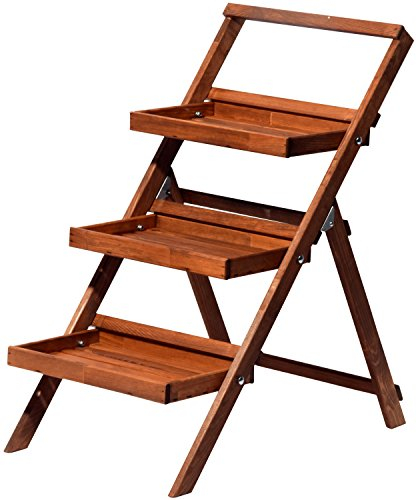 dobar® green label 29062FSC Blumentreppe | Großes Blumenregal zum Klappen | Blumenleiter aus Holz | Pflanztreppe für Garten/Terrasse/Balkon | 46 x 50 x 102 cm | Braun