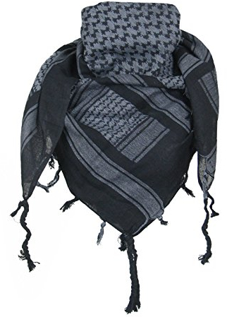 GROJADORI® PLO Palästinenser Pali Tuch Halstuch Schal Kufiya, Grau-Schwarz