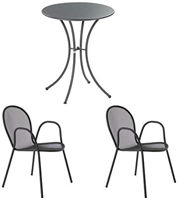 EMU Set Tisch Pigalle rund Ø 60 cm + 2 Sessel Ronda Eisen Antik Garten