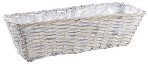 AUBRY GASPARD Fioriera in rattan patinato, colore: Bianco