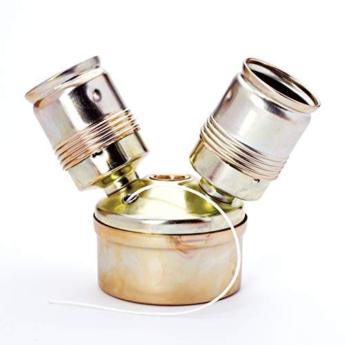 Lampenverteiler 2x E27 mit Zugschalter Metall Lampenfassung Schraubgewinde Fassung