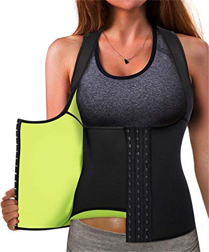 CHUMIAN Gilet de Sudation pour Femme Sauna Sport Gaine Amincissante Débardeur Minceur Ventre Plat Fitness Waist Trainer (Noir, L)