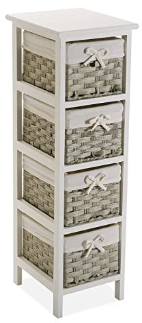 Versa Pompei Möbel für das Bad, Mit 4 Schubladen, Maßnahmen (H x L x B) 82 x 29 x 25 cm, Holz, Farbe: Weiß