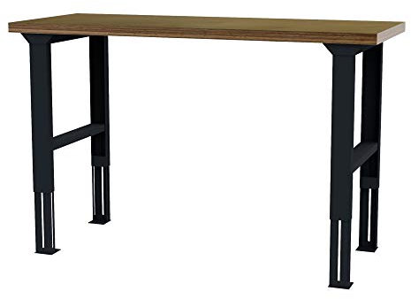 STIER höhenverstellbarer Werktisch, 1500x600x760-1060mm, aus Stahl und Buche, pulverbeschichtet