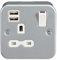 Knightsbridge MR9124 Metal Clad 13 A 1G Switched Socket with Dual USB Charger, 2.4 A