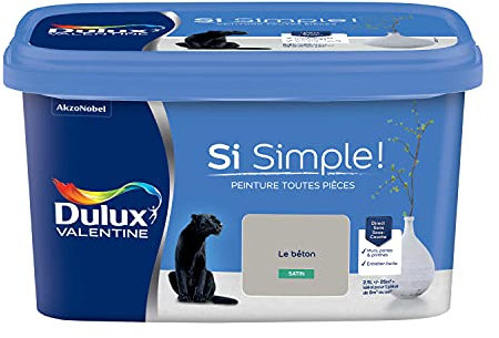 Dulux Valentine Peinture Si Simple Peinture Intérieure Toutes Pièces - Peinture Mur et Plafond, Porte et Plinthe - Couleur : Le Béton Satin - 2,5 L