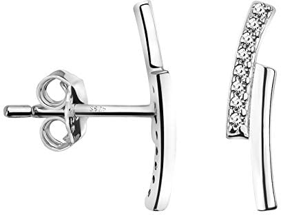 SOFIA MILANI - Boucles d'Oreilles pour Femme en Argent 925 - avec Pierre de Zircon - Clou d'Oreille en Forme de Barre - E0864