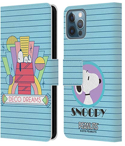 Head Case Designs Offizielle Peanuts Haus Traum Snoopy Deco Traeume Leder-Wallet-Hülle Kompatibel mit Apple iPhone 12 / iPhone 12 Pro