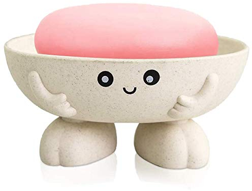 Yrzper Porte-savon mignon pour enfants - Beau bar créatif - Plateau à savon - Compteur pour douche, salle de bain, plan de travail de cuisine (beige)