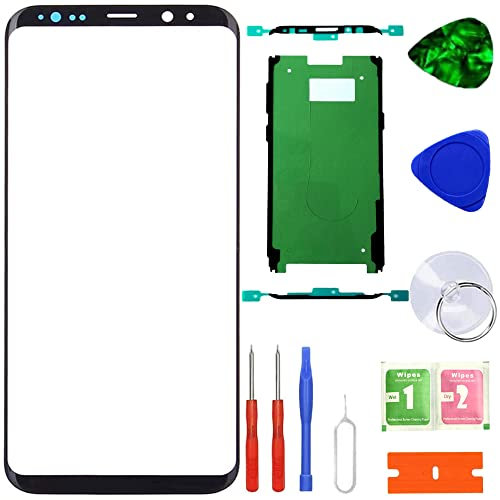 XFU Kit de Remplacement de réparation Ecran Tactile Vitre Avant pour Samsung Galaxy S8 Plus/S8+ G955 Vitre Frontale avec des Outils de réparation(Noir