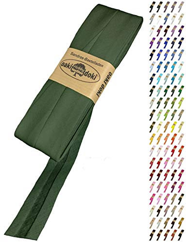 Sandras-Bastelladen Schrägband/Einfassband Baumwolle Uni gefalzt 5m x 20mm 520-Mossgrün