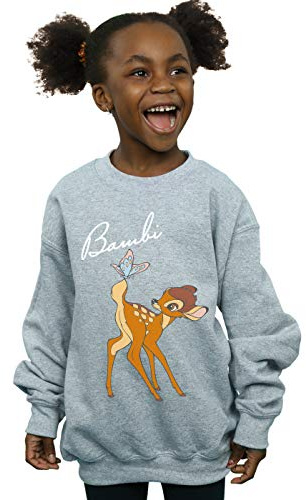Disney Mädchen Bambi Butterfly Tail Sweatshirt Sport Grau 7-8 Years