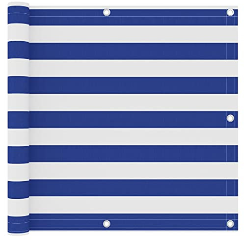 vidaXL Ecran de Balcon Brise-Vue Brise-Vent de Jardin Ecran de Protection Ecran d'Intimité Extérieur Imperméable Blanc et Bleu 90x500 cm Tissu Oxford