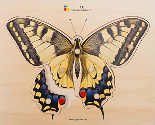 BSM- Juego encastre - Puzle de Mariposa, Color Madera (E72511470)