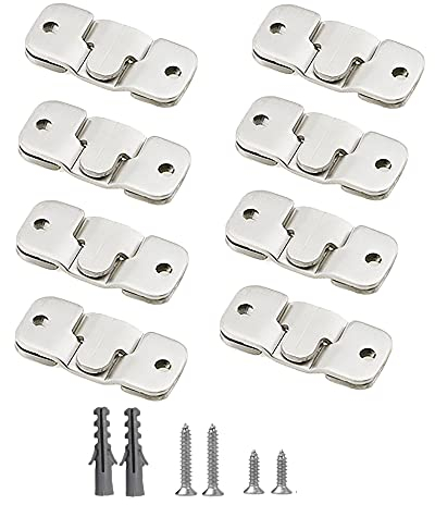 WeqeYent 8 paia (16 pezzi) incastro staffa di montaggio Nascosta a Filo,Fibbia ad Incastro Gancio Appendi Quadri a Parete per Appendere Cornice,Specchi,mobili Connettore(44 mm)