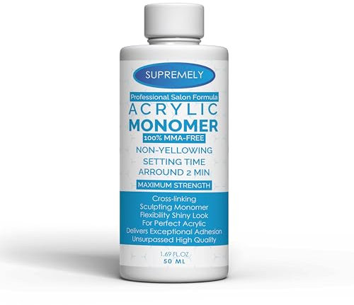 Acrylic Liquid Monomer Ultra Adhesive Non-Yellowing Formula, MMA Free Salon Nails (50ML)