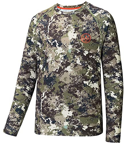BASSDASH Herren-Jagd-Sonnen-Shirt, LSF 50, leicht, Camouflage, langärmelig, Stretch, Angeln, Wandern, taktische T-Shirts, Grunge, Camouflage, L