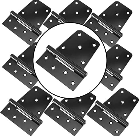 MOUYAT 10 Pack 3-1/2 Inch Black Gate Hinges, Heavy Duty Door Hinges Square Wrought Iron Shed Hinges Barn Hinges with 90 Screws, Rustproof Gate Hardware Hinges for Wood Fences 738807168387