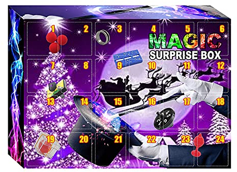 Zauber Adventskalender 2022,Kinder Zauberkasten,Zauberkasten 24 Zaubertricks Magisches Set für Kinder ab 6+, Adventskalender Spielzeug Magier Weihnachten Countdown-Kalender Geschenke Zauberkasten