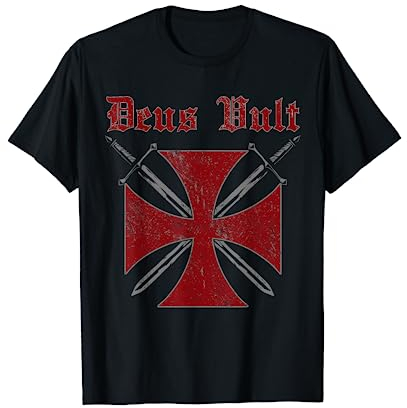 Deus Vult Helm Templerorden Tempelritter Heiliges Kreuz T-Shirt